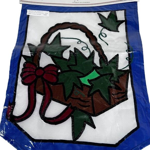 Vintsage NEW Small Fall Thanksgiving Garden flag Ivy In Basket Red Bow Express - Picture 4 of 5